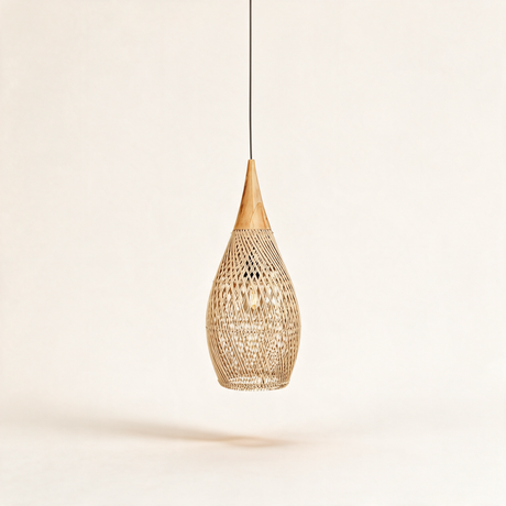 Java Rattan Pendant Light — Natural wood Natural rattan main Model D