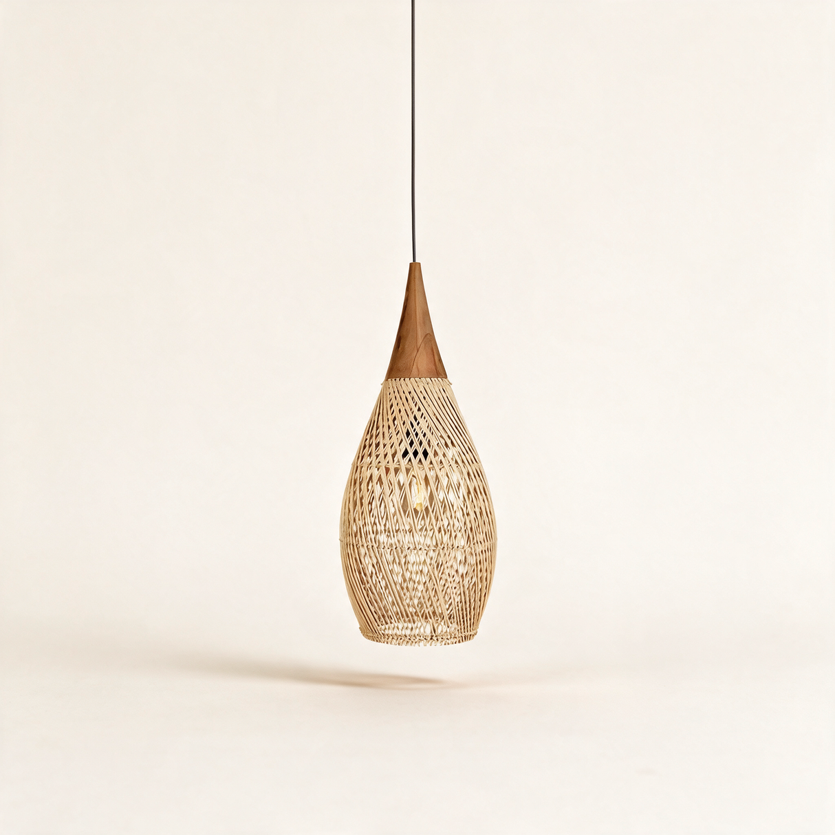 Java Rattan Pendant Light — Dark wood Natural rattan main Model D