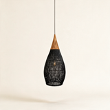 Java Rattan Pendant Light — Dark wood Black rattan main Model D