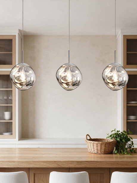 Magma Glass Cluster Pendant — kitchen counter lifestyle