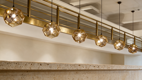 Aurora Geometric Pendant Light — bar counter lifestyle