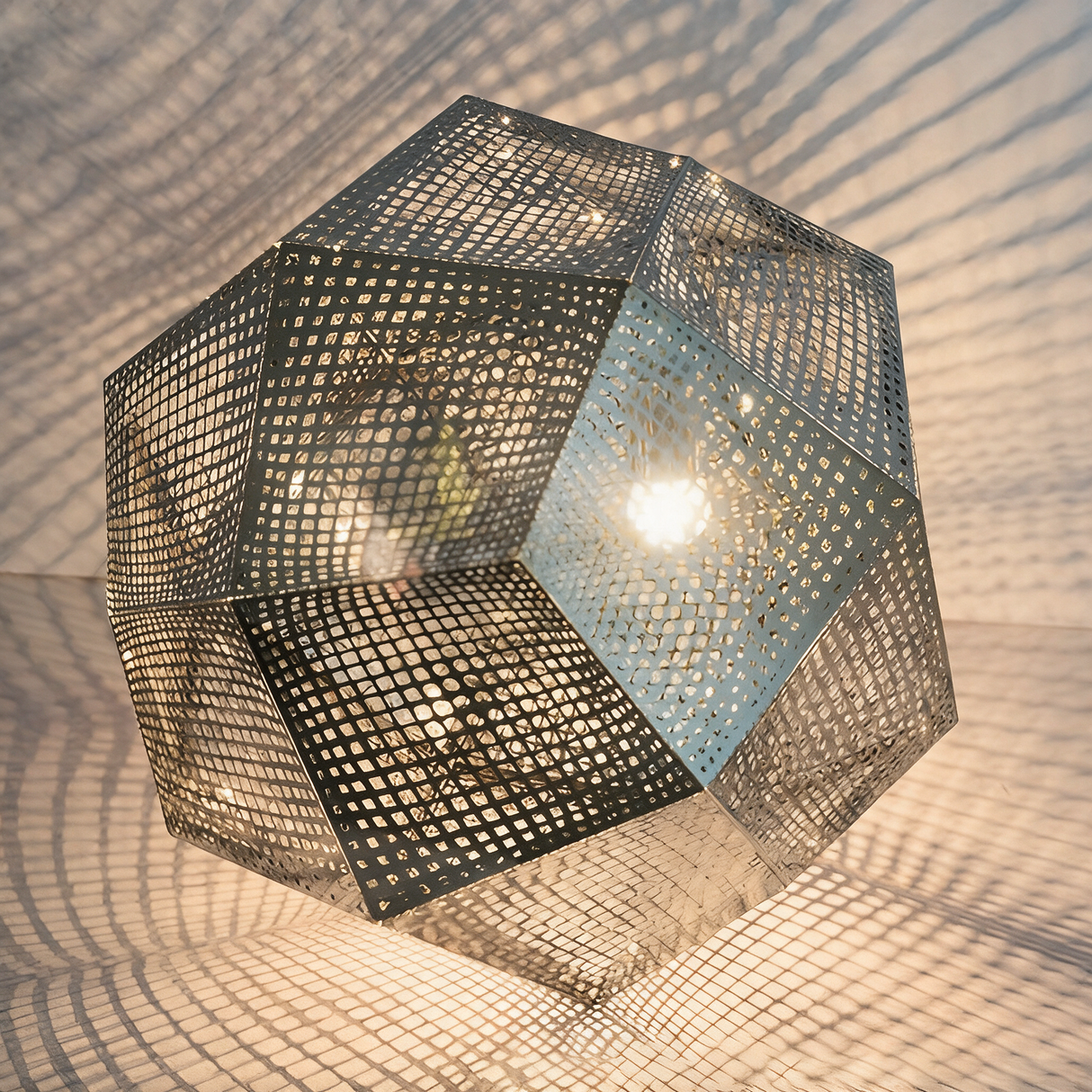 Aurora Geometric Pendant Light — perforated texture detail