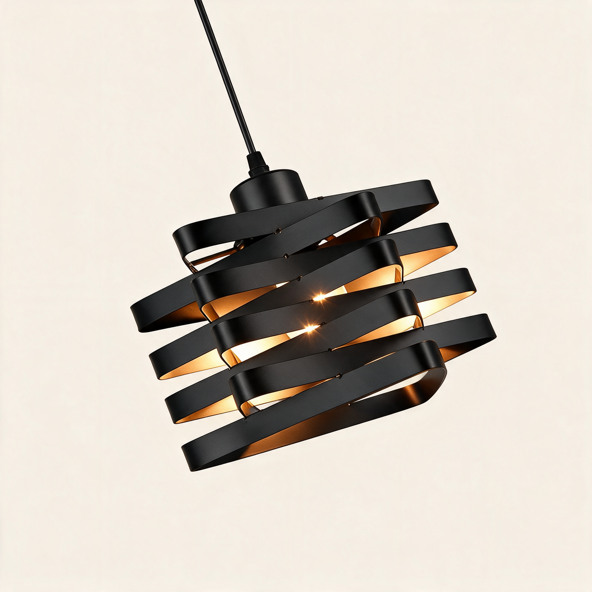 Twist Ribbon Pendant Light — Black hero