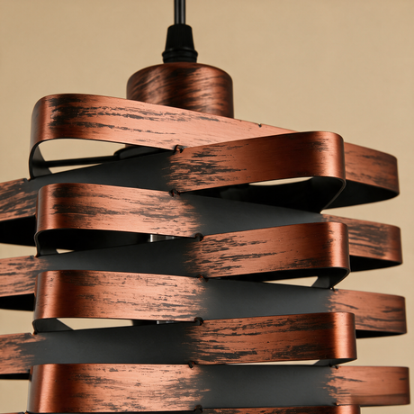 Twist Ribbon Pendant Light — copper form detail