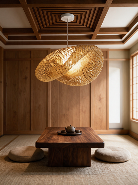 Wave Rattan Pendant Light — tatami dining lifestyle