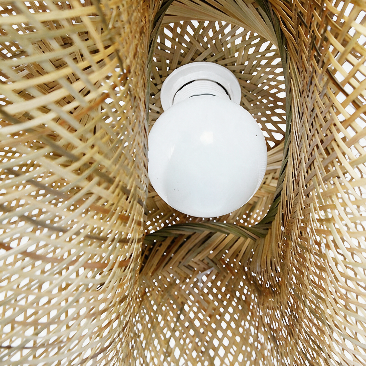 Wave Rattan Pendant Light — woven texture detail