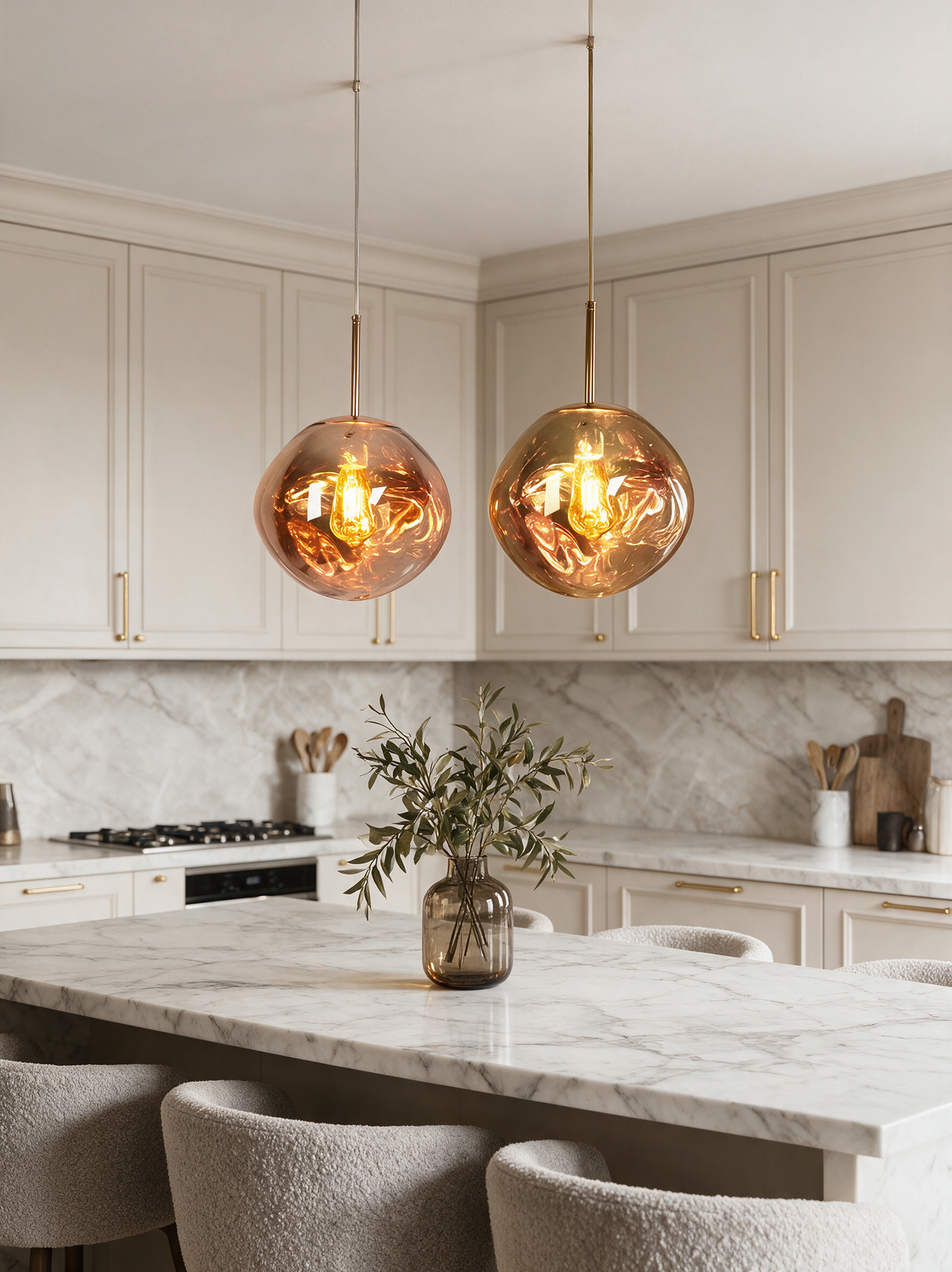 Magma Glass Pendant Light — kitchen counter lifestyle