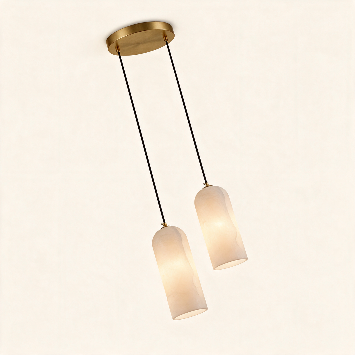 Alabaster Capsule Pendant Light — 2-head round canopy hero