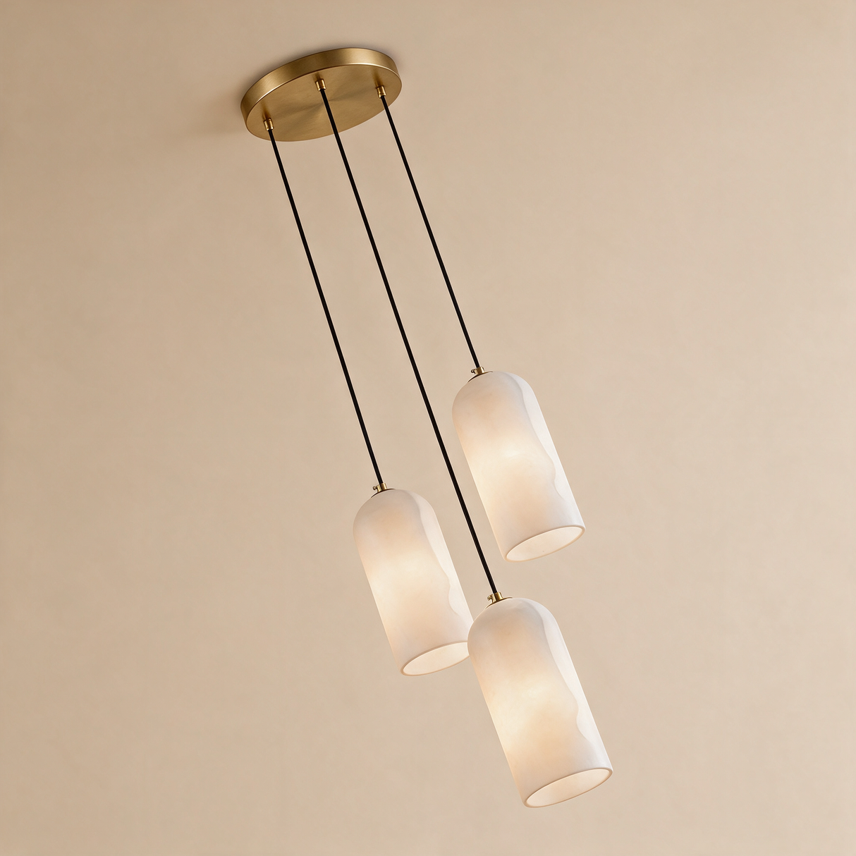 Alabaster Capsule Pendant Light — 3-head round canopy hero