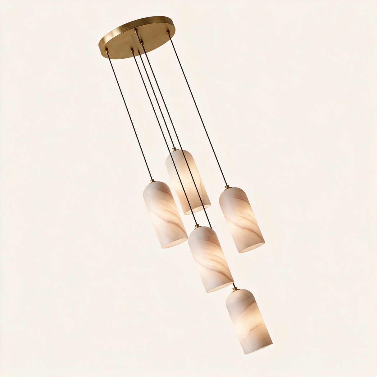 Alabaster Capsule Pendant Light — 5-head round canopy hero