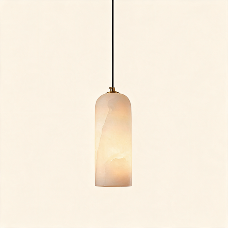 Alabaster Capsule Pendant Light — stone veining detail