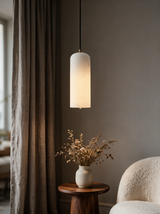 Alabaster Capsule Pendant Light — dining nook lifestyle