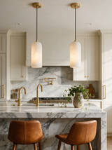 Alabaster Capsule Pendant Light — kitchen island lifestyle