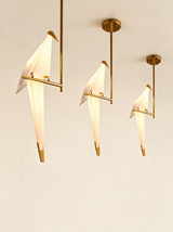 Origami Crane Accent Light - hero product shot (pendant on brass rod)