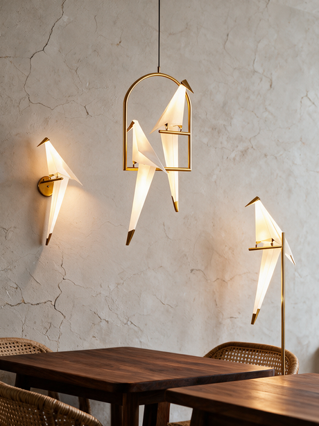 Origami Crane Accent Light - lifestyle image in restaurant dining