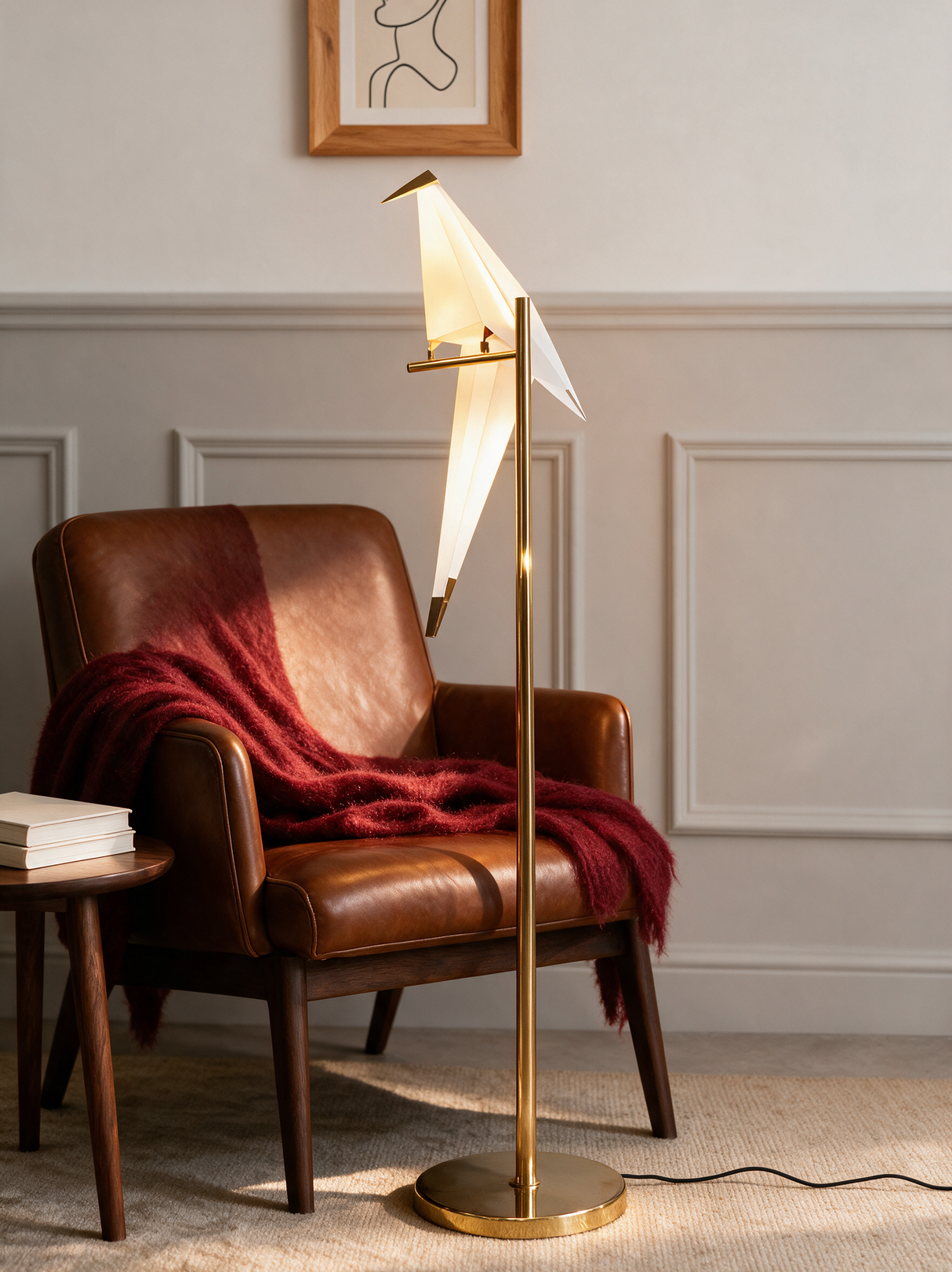 Origami Crane Accent Light - lifestyle image in reading nook