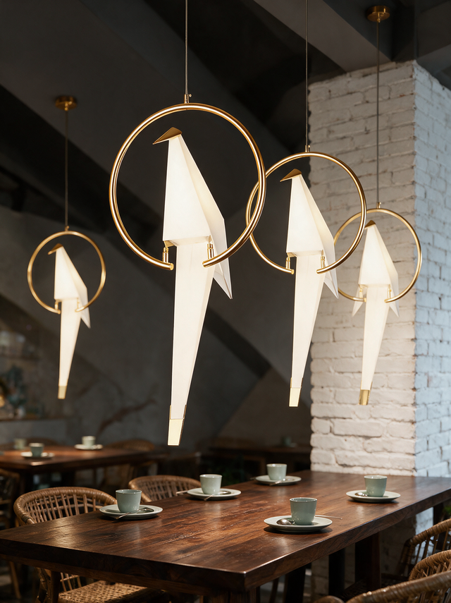 Origami Crane Accent Light - lifestyle image in dining room