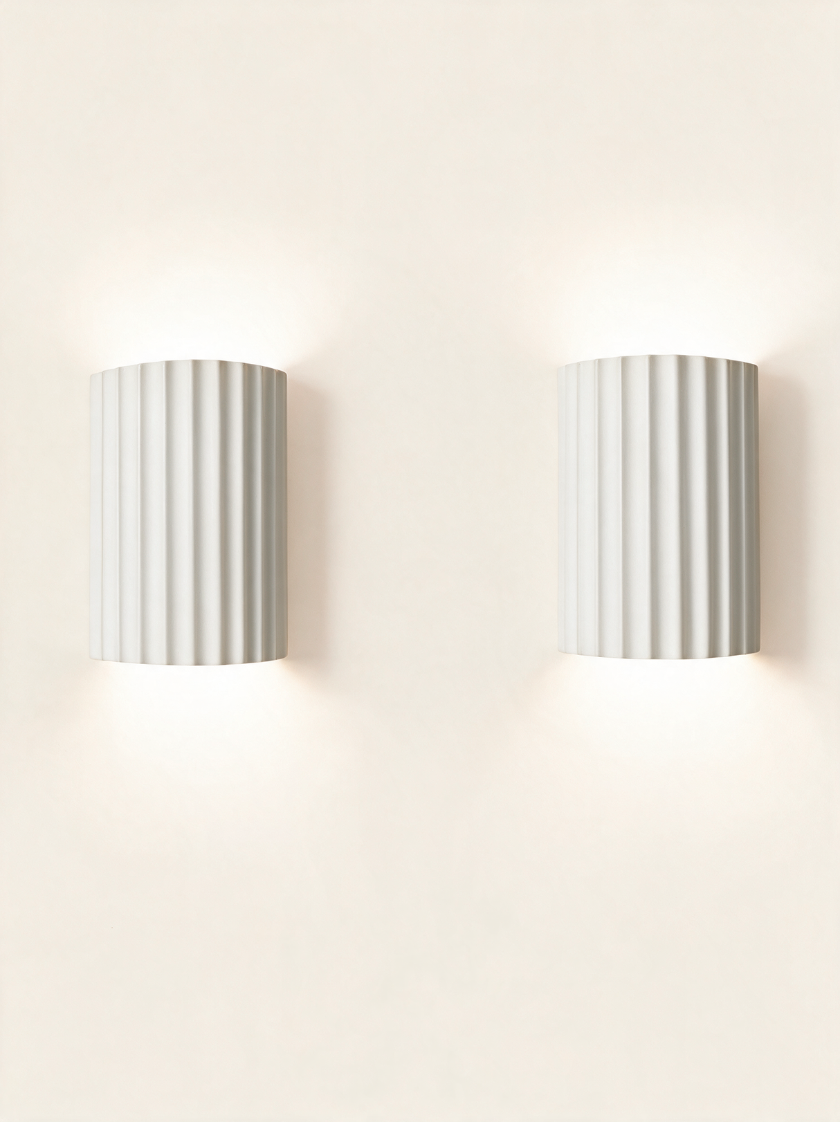 Ribbed Resin Wall Sconce - hero product shot (white)