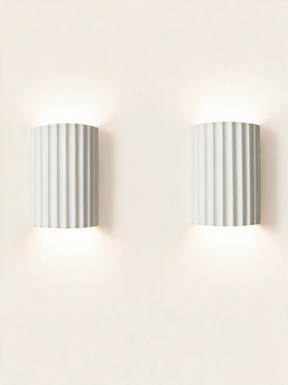 Ribbed Resin Wall Sconce - hero product shot (white)