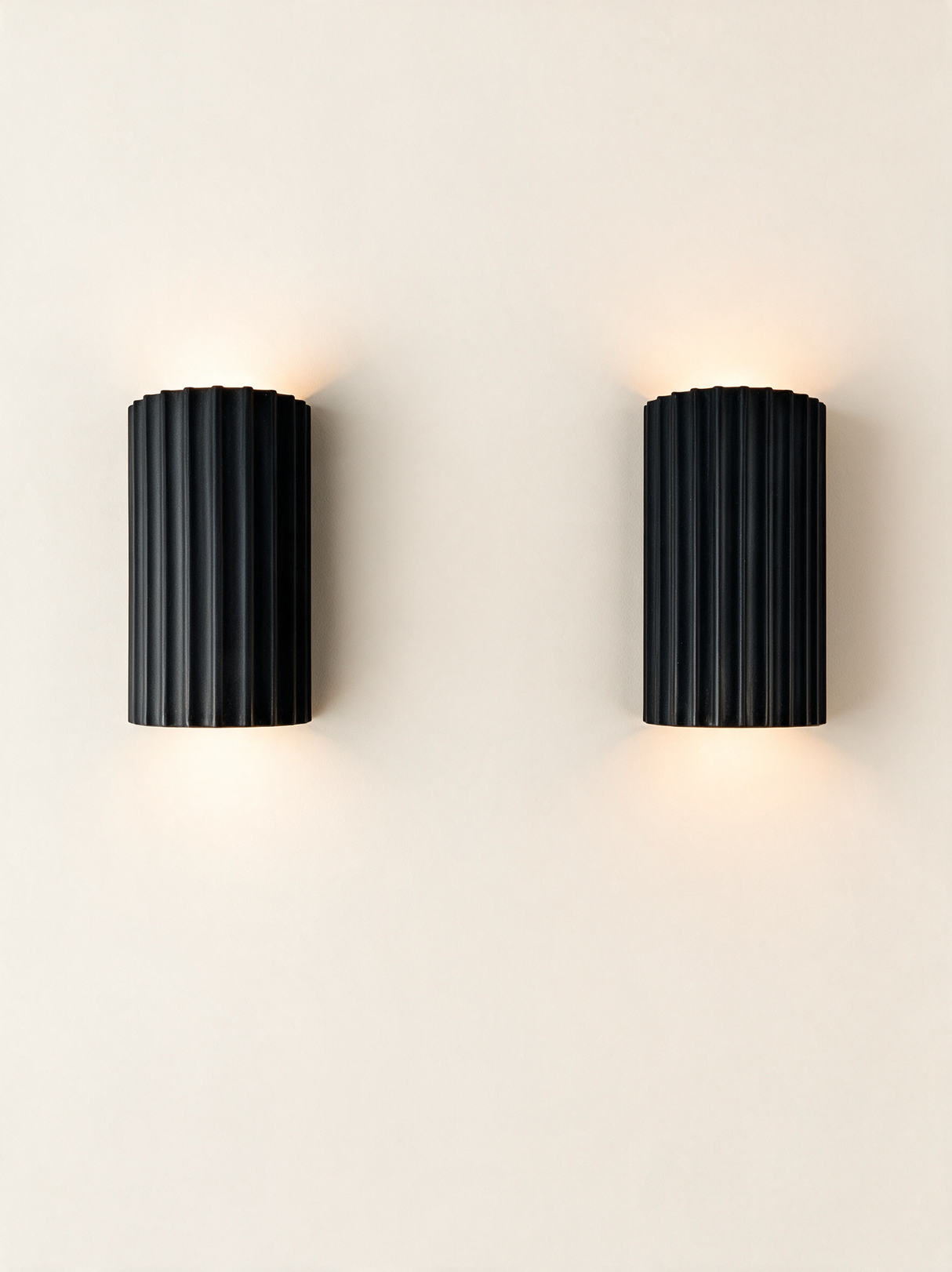 Ribbed Resin Wall Sconce - hero product shot (gray)
