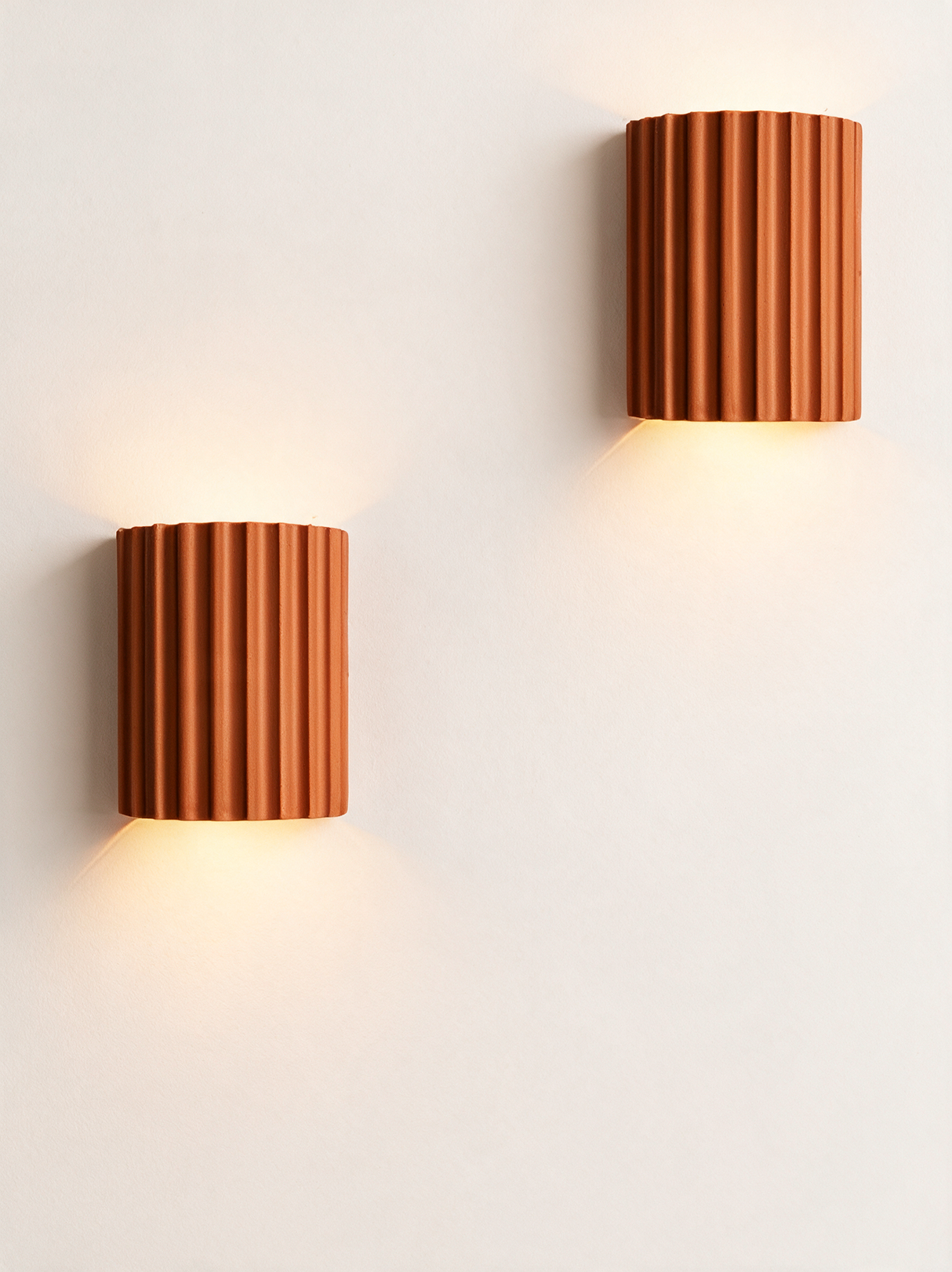 Ribbed Resin Wall Sconce - hero product shot (orange)