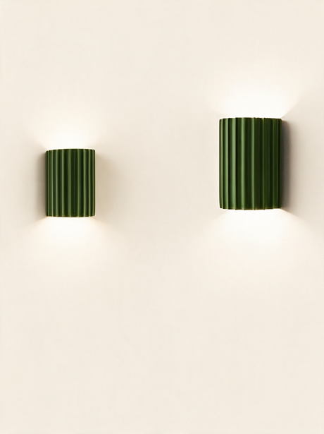 Ribbed Resin Wall Sconce - hero product shot (green)