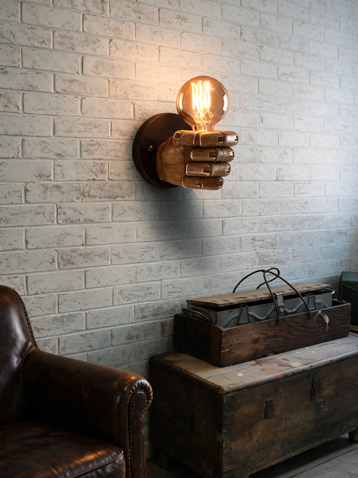 Fist Wall Sconce - lifestyle image industrial loft setting