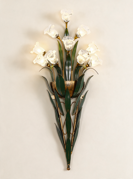Glass Flower Wall Sconce - hero product shot (frosted white)