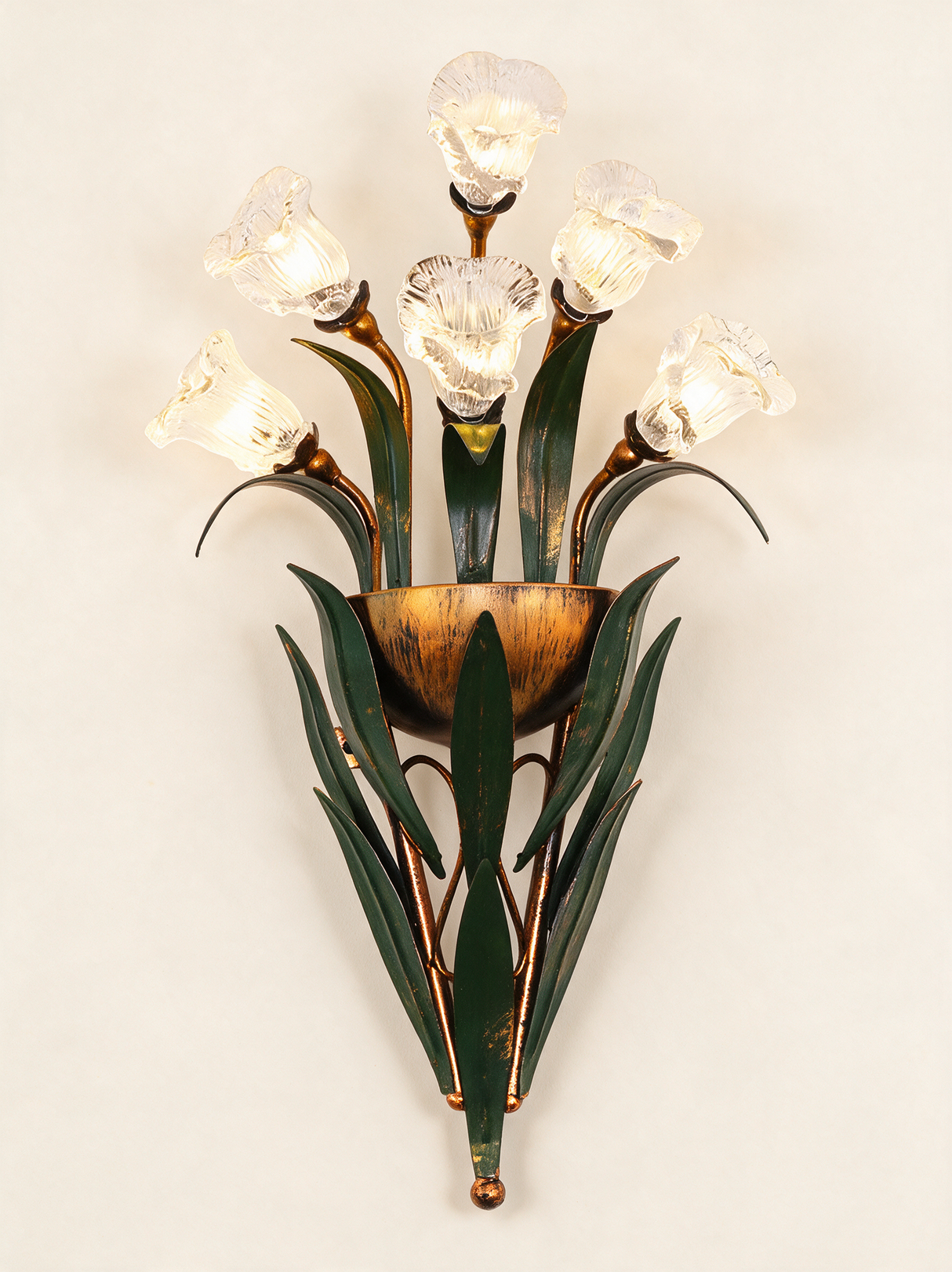Glass Flower Wall Sconce - hero product shot (transparent clear)
