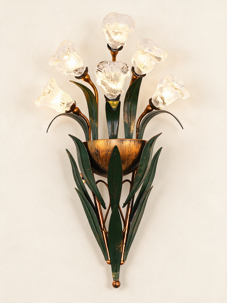 Glass Flower Wall Sconce - hero product shot (transparent clear)