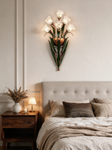 Glass Flower Wall Sconce - lifestyle image in bedroom