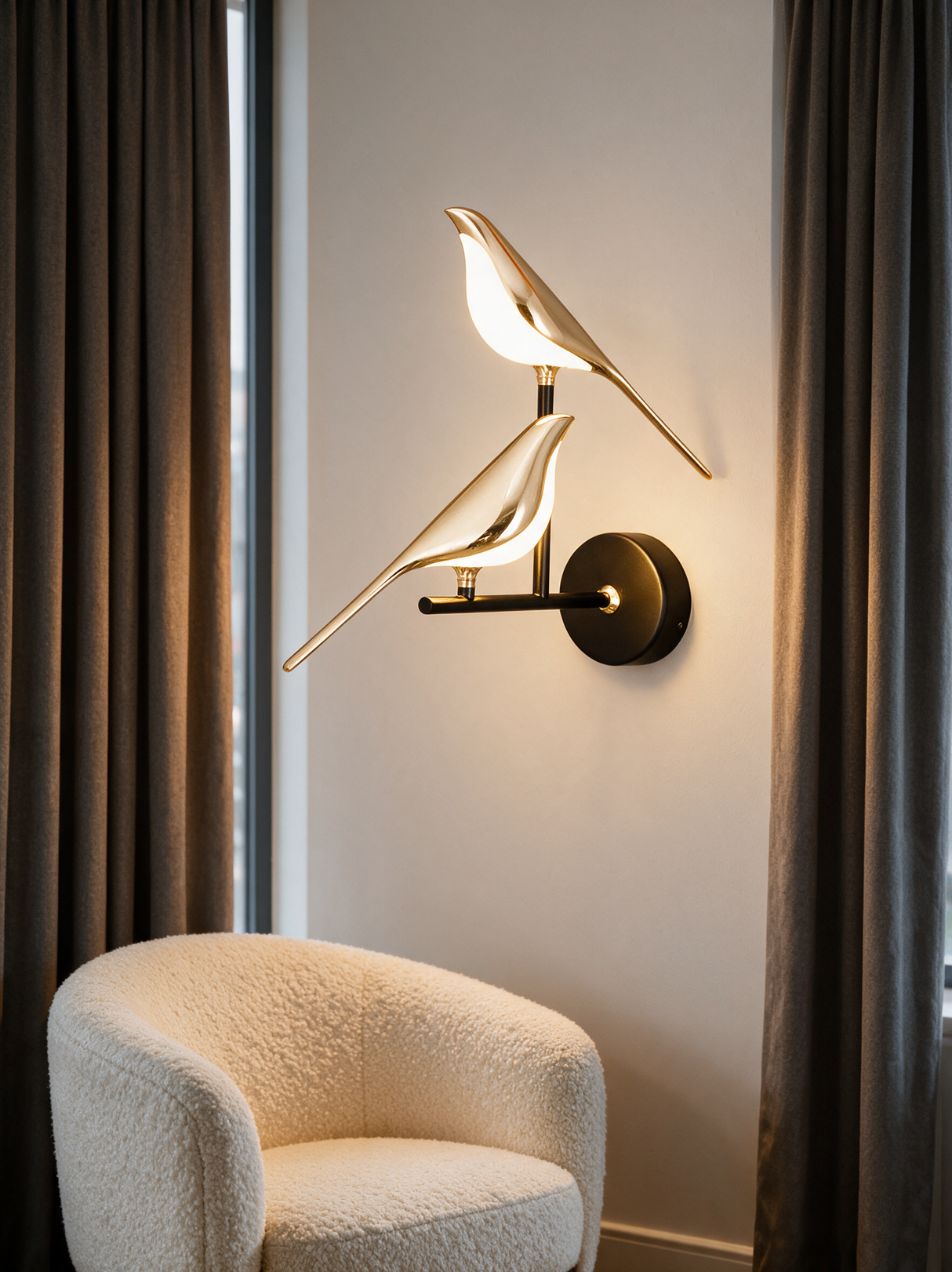 Perched Bird Wall Sconce - lifestyle image in living room