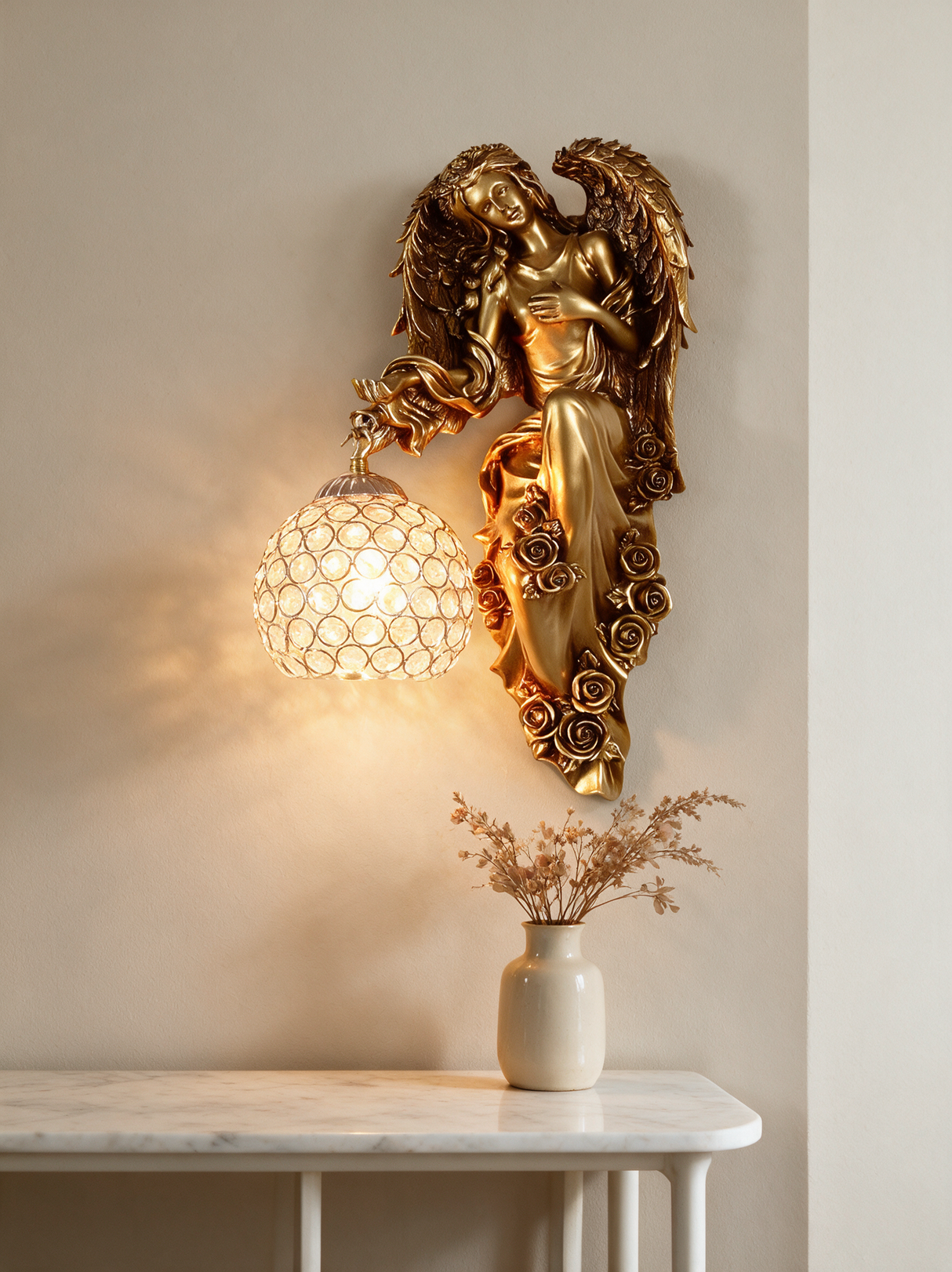 Seraphina Crystal Wall Sconce - lifestyle image in entryway