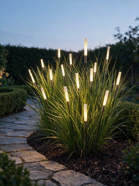 Vega Solar Path Light - lifestyle image on garden pathway