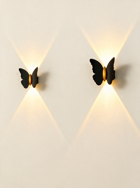 Aurelia Silhouette Wall Sconce - hero product shot (butterfly, black gold)