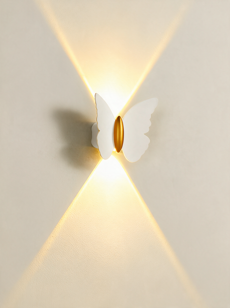 Aurelia Silhouette Wall Sconce - hero product shot (butterfly, white gold)