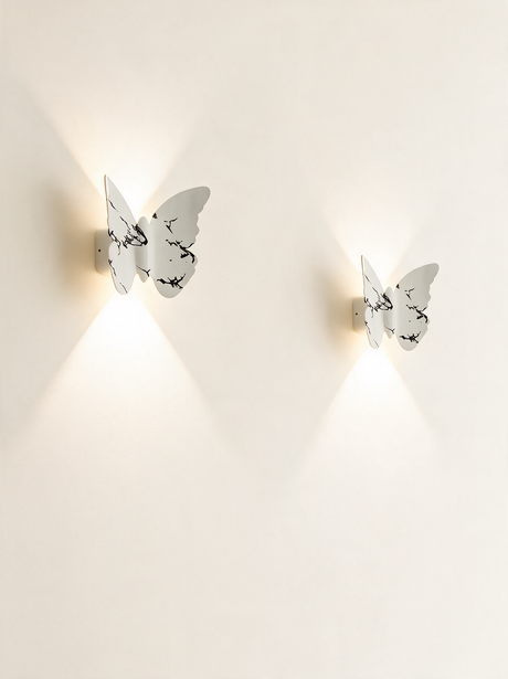Aurelia Silhouette Wall Sconce - hero product shot (butterfly, black white)