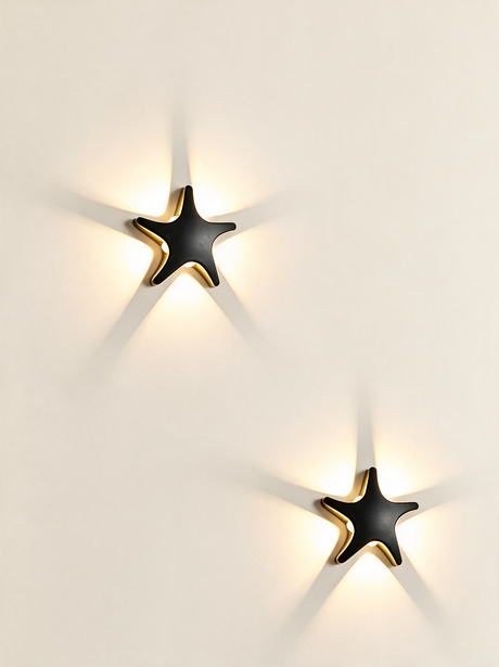 Aurelia Silhouette Wall Sconce - hero product shot (starfish, black)