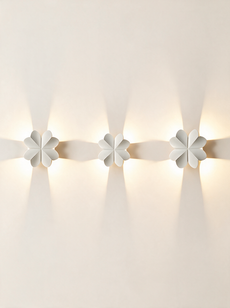 Aurelia Silhouette Wall Sconce - hero product shot (four-leaf clover, white)