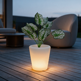 Verde Glow Planter Light - lifestyle image patio deck at dusk