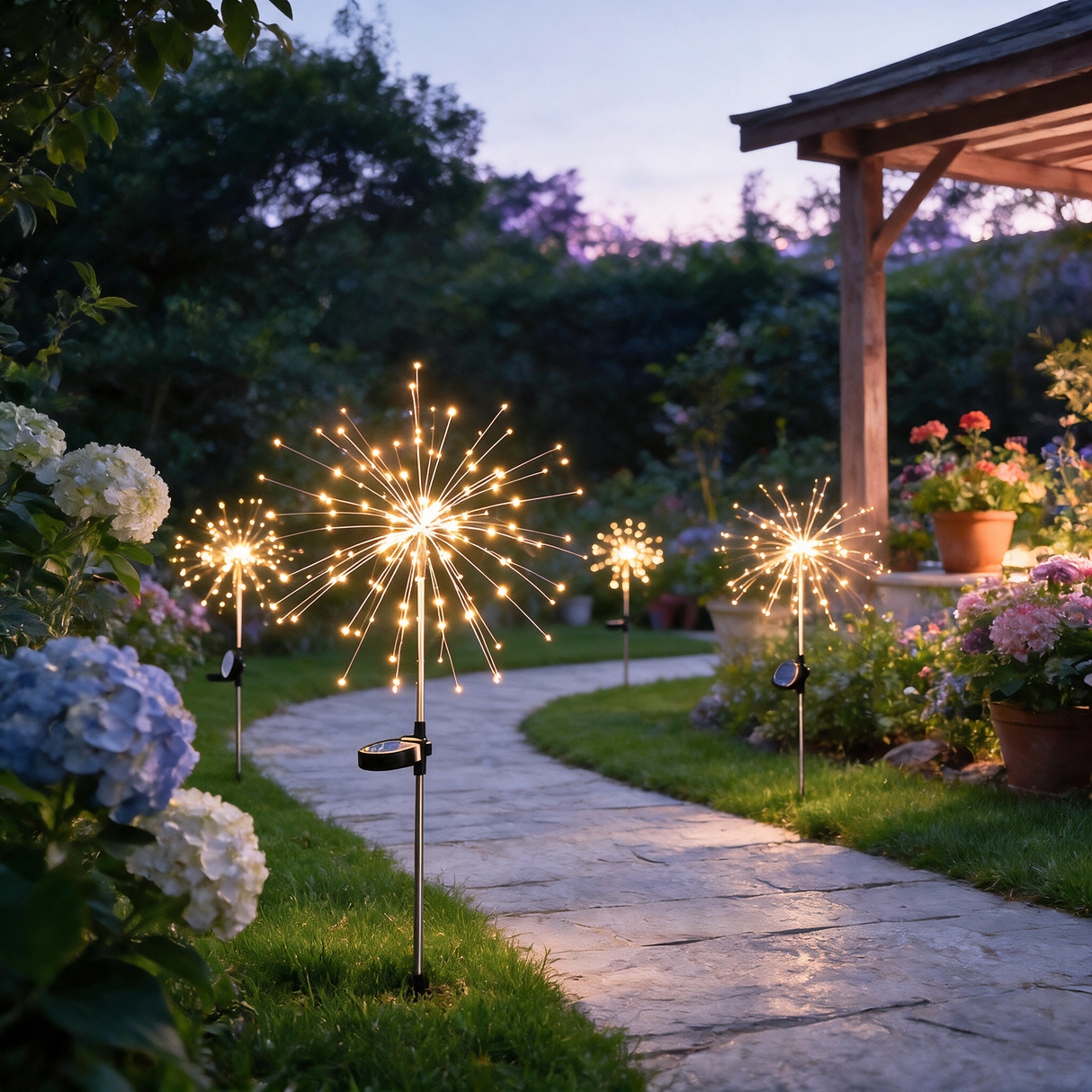 Sparkler Solar Garden Light - lifestyle image pathway at dusk