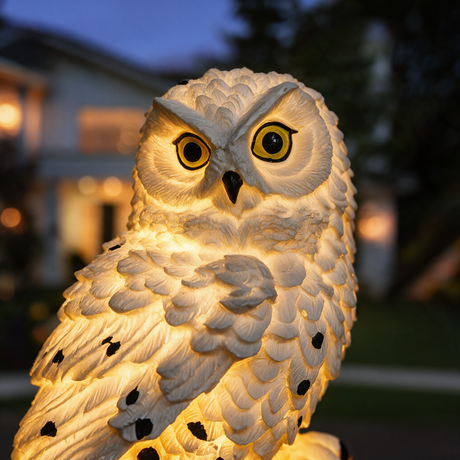 Sentry Owl Solar Light - macro detail shot