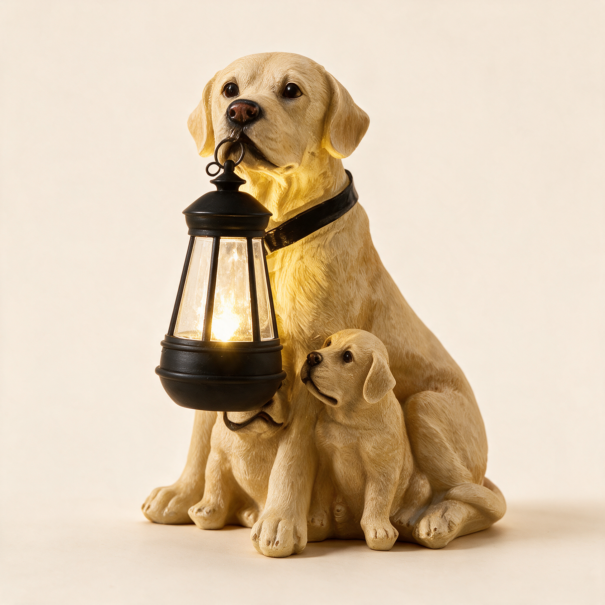 Guardian Dog Lantern Statue - hero product shot (Labrador Mother and Children)