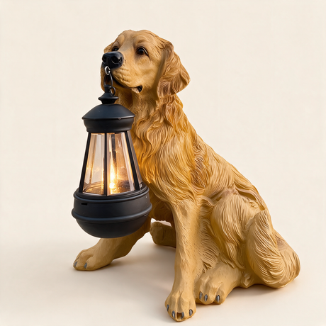 Guardian Dog Lantern Statue - hero product shot (Golden Retriever)