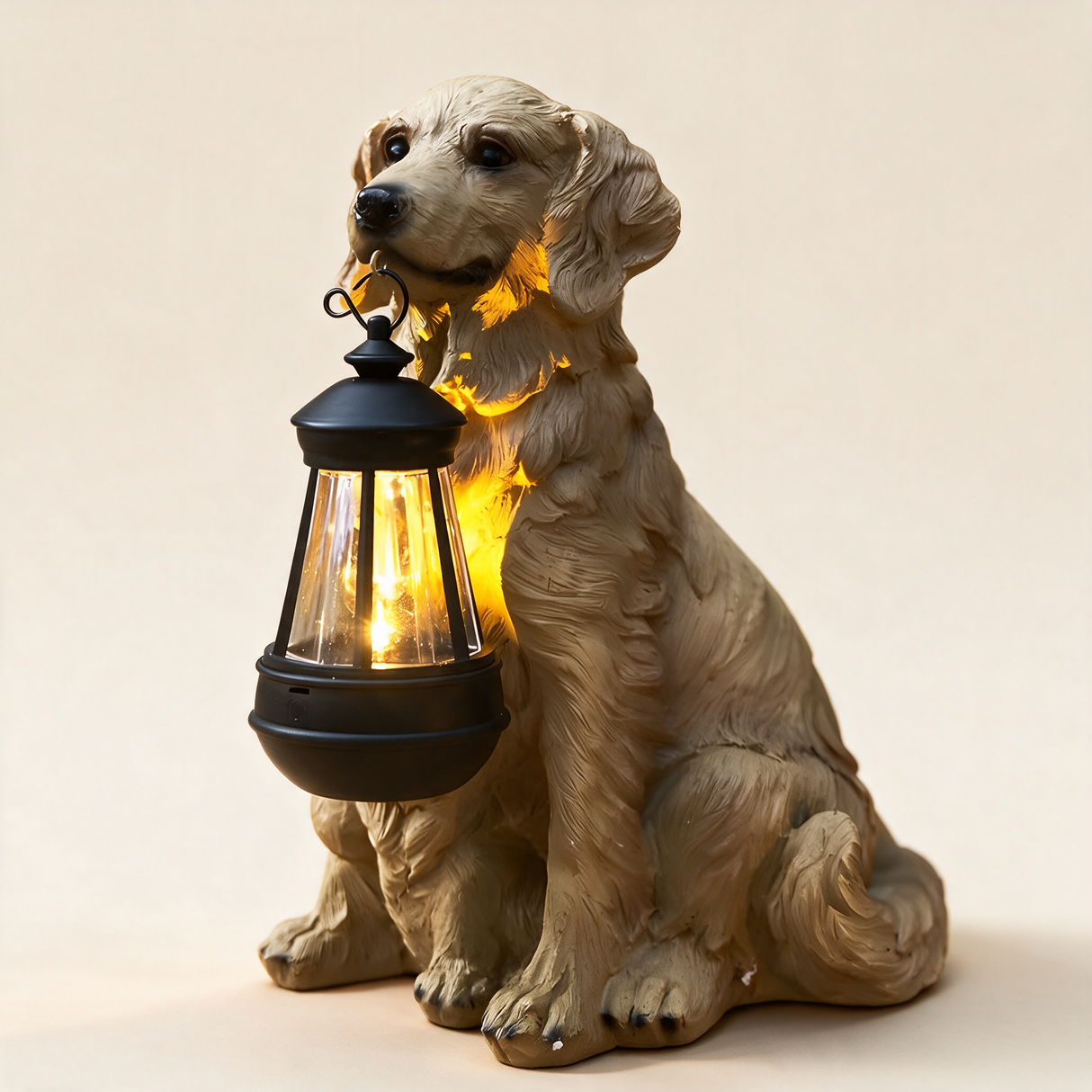 Guardian Dog Lantern Statue - hero product shot (Golden Retriever Mother and Child)