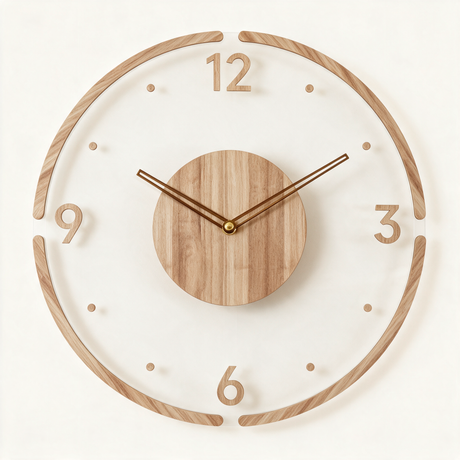 Hollow Minimalist Wall Clock - hero product shot (With Frame)