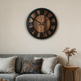Ridgeline Wall Clock - lifestyle image above living room sofa