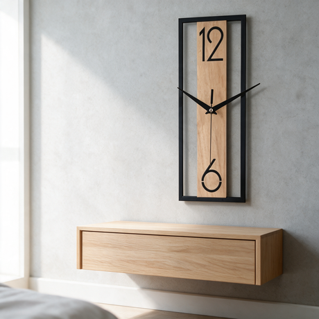 Slate Panel Wall Clock - lifestyle image above nightstand