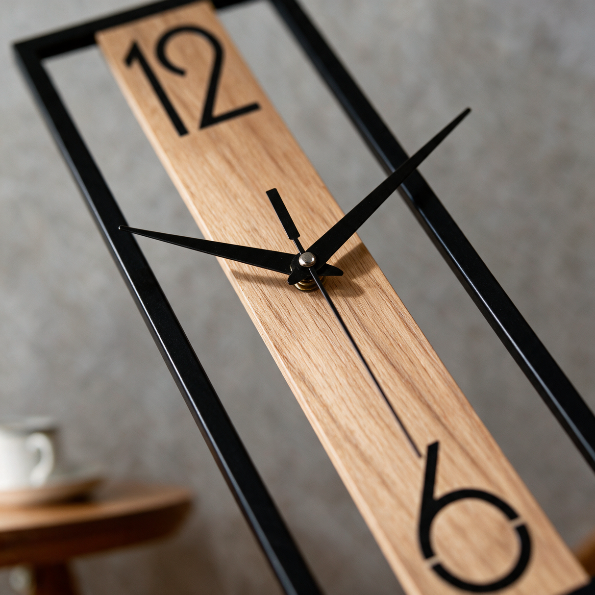 Slate Panel Wall Clock - macro detail shot