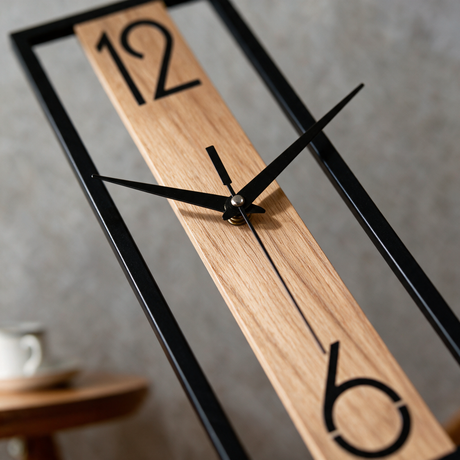 Slate Panel Wall Clock - macro detail shot